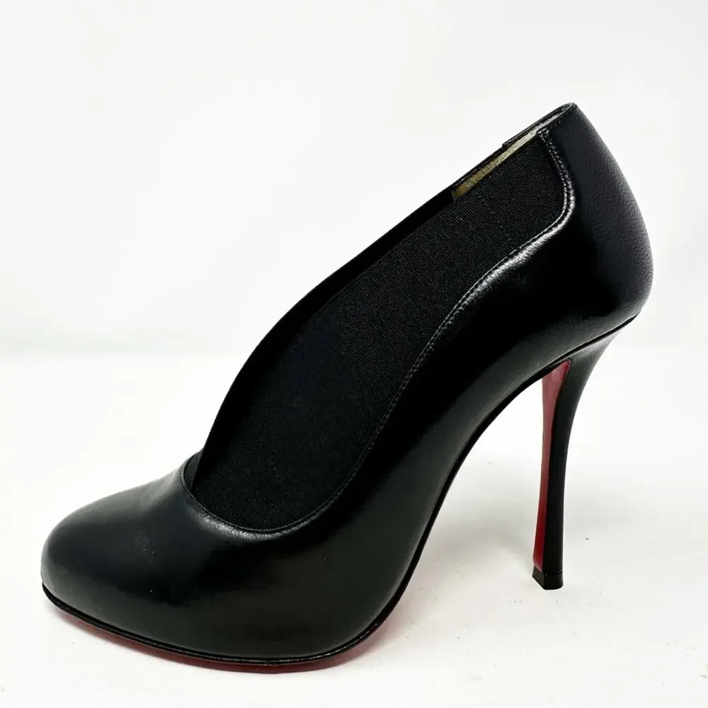 Christian Louboutin Toot Couverte Black Leather Ankle Boots Womens Size EU 36.5